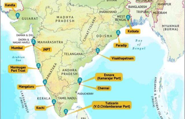 map of ports in india