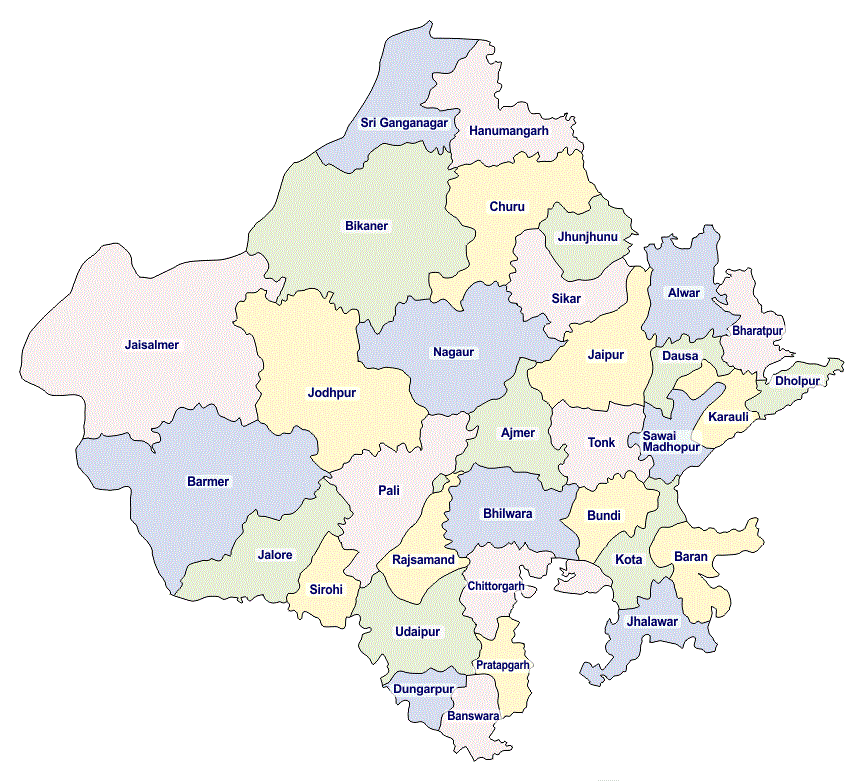 Rajasthan District Map | Rajasthan GK Questions